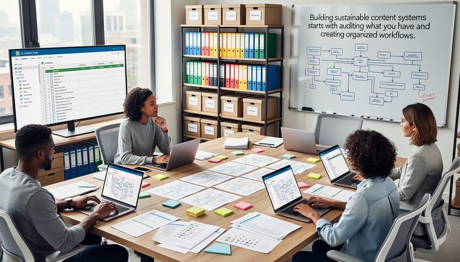 Organized workspace showing systematic content planning approach