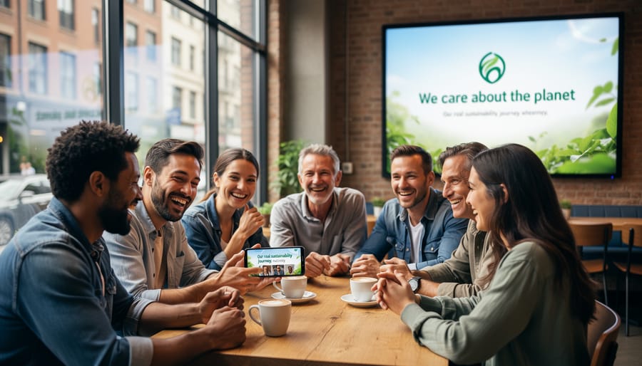 Person viewing customer sustainability reviews and feedback on smartphone