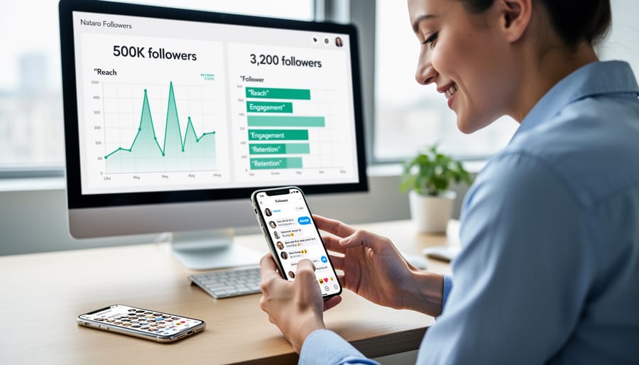 Person engaging authentically with social media content on smartphone in casual setting