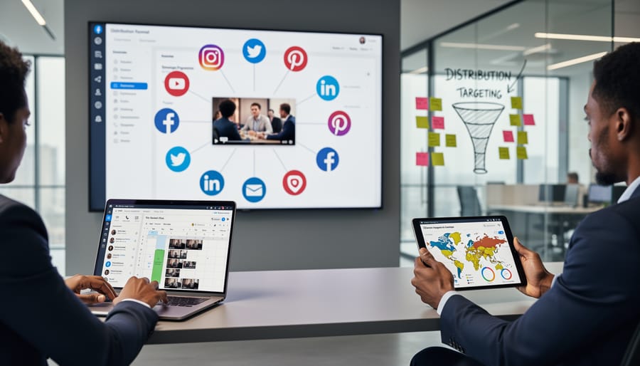 Smartphone displaying social media platforms for video distribution strategy