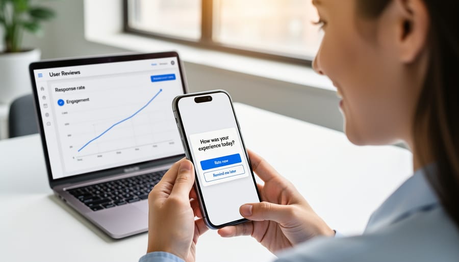Person using smartphone at desk with coffee, overhead view showing natural interaction