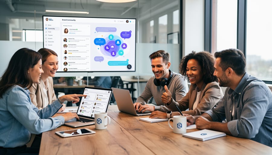 Community workspace showing collaborative peer support and interaction among diverse members