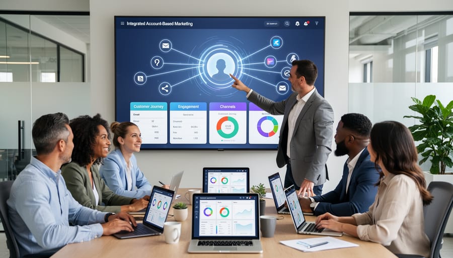 Marketing team collaborating on account-based marketing strategy