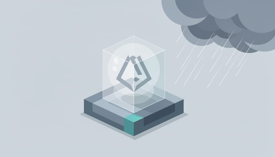 Strong stone fortress walls standing resilient against dramatic stormy sky