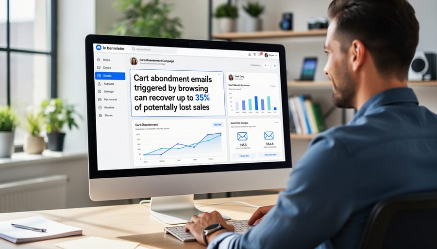 Person shopping online with email notification on smartphone beside laptop