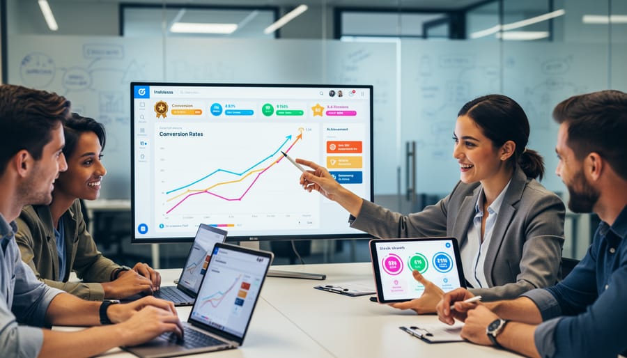 E-commerce analytics dashboard showing business growth metrics on laptop