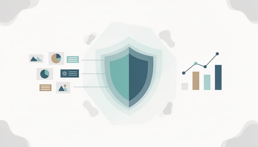 Transparent protective shield with smartphone representing mobile fraud prevention and security