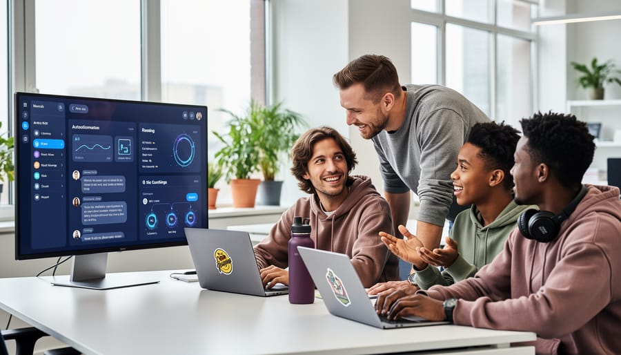 Customer service professional engaging authentically while using AI-powered communication tools