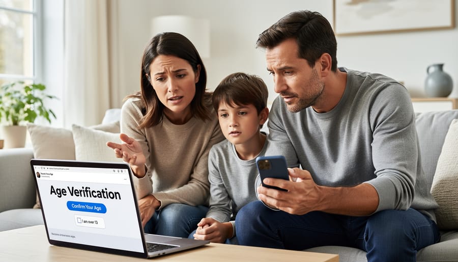 Parent and teenager looking at smartphone together with concerned expressions