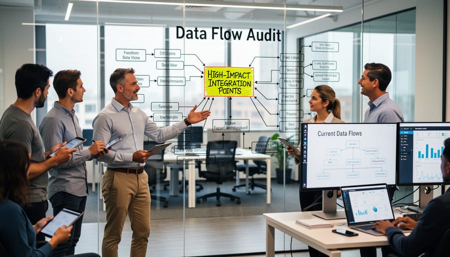 Professional taking notes while planning marketing data strategy on laptop