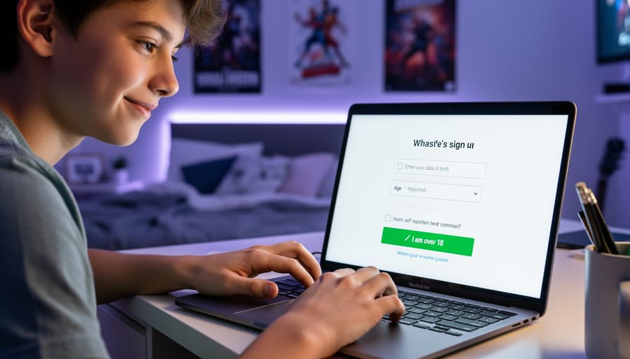 Hands holding smartphone with birth date entry screen visible