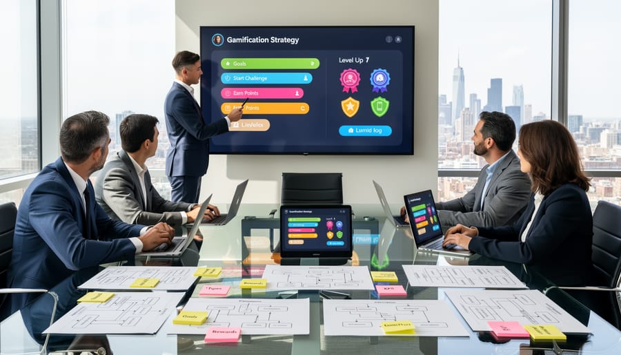 Business team collaborating on digital strategy implementation