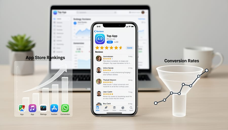 User leaving five-star rating review on mobile app interface