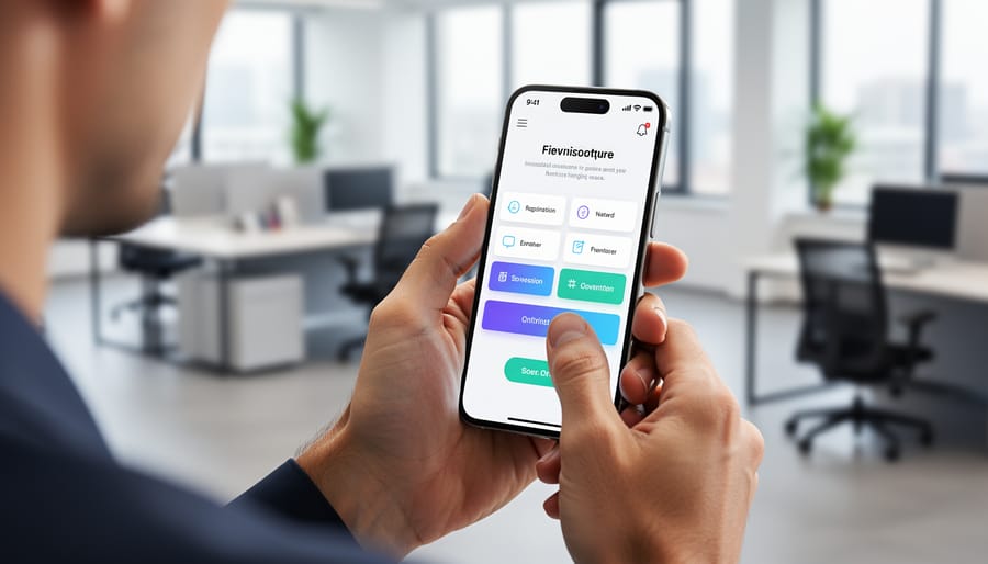 Person using smartphone with finger positioned over call-to-action button