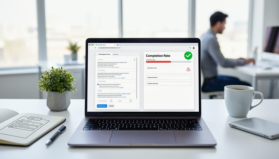 User preparing to fill out simplified website form on laptop computer
